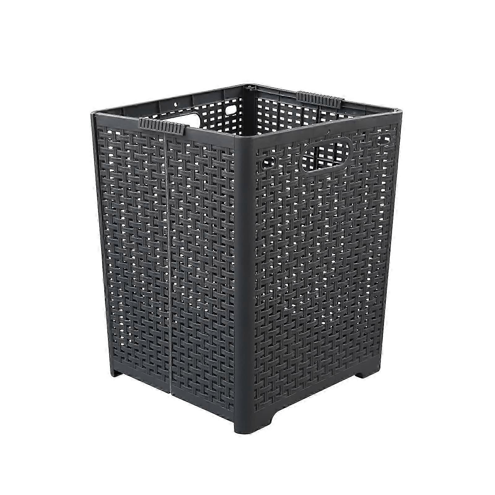 42L Gray Collapsible Plastic Laundry Basket Suitable for Household Use