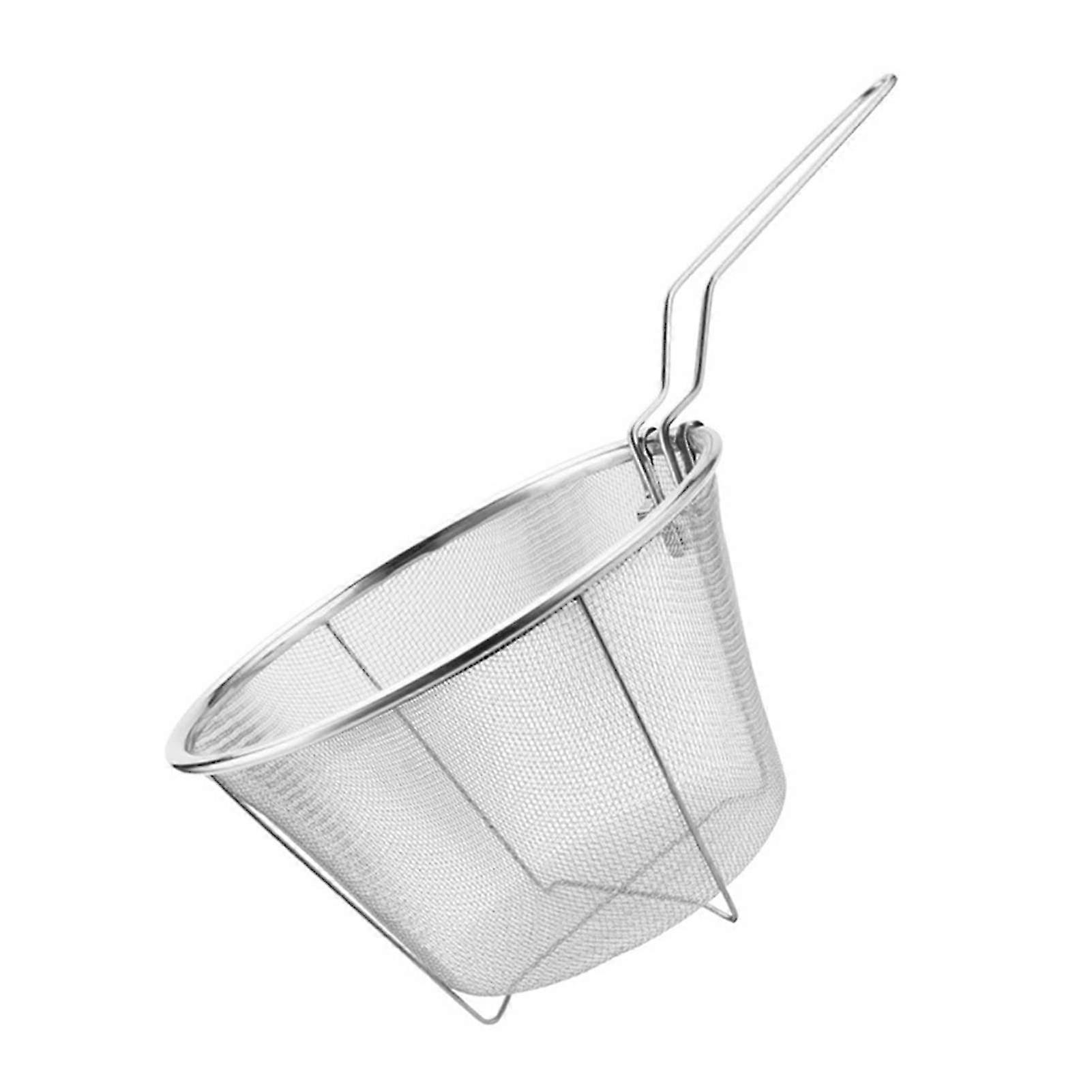 Utility Folding Stainless Steel Frying Basket Strainer for Kitchen Tools (Large Size) Suitable for Various Frying Needs