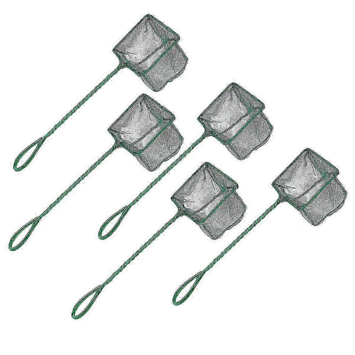Durable Tuck Net for Aquarium Fish Tank, Unbreakable Fishing Net (Green, 8 Inches, 5Pcs/Package)