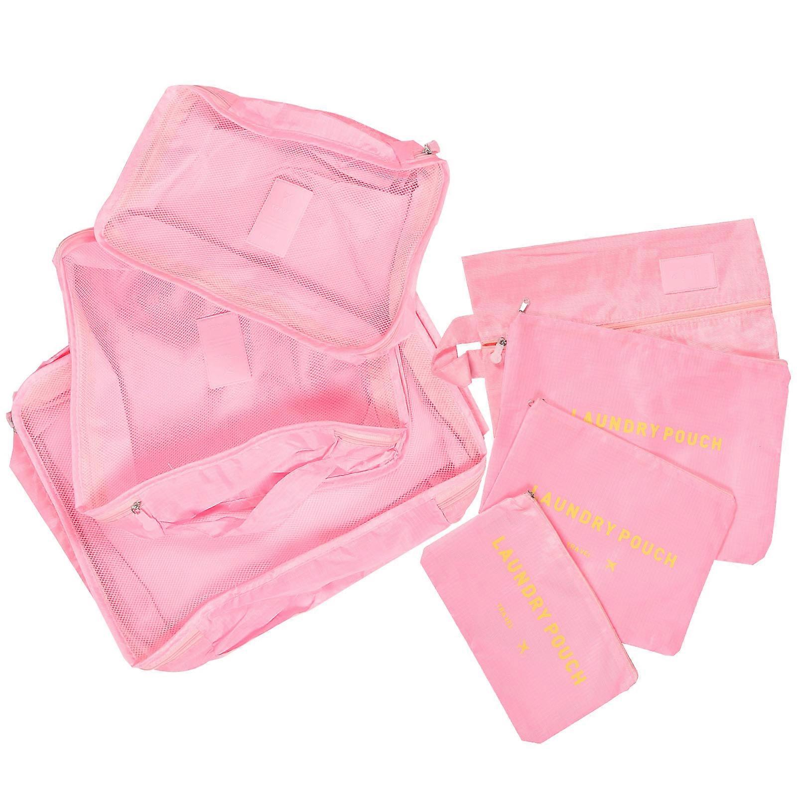 Clothes Storage Bags Travel Use Rectangular Pink 29x18cm Delicate 7Pcs