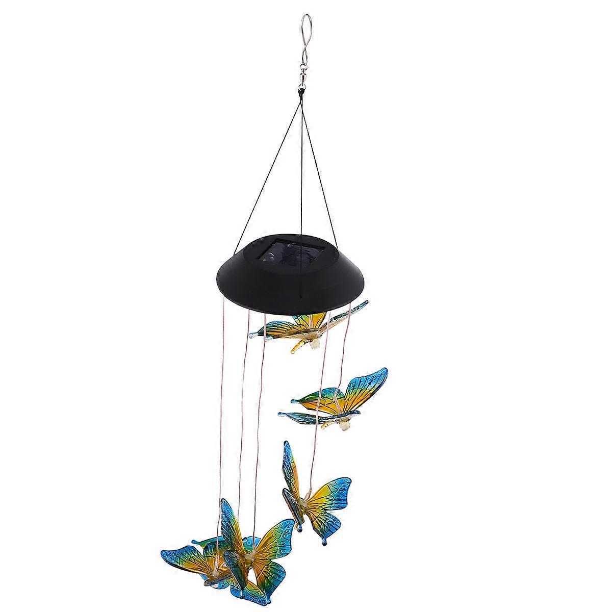 Wind Chimes For Garden Blue Solar Powered Light 67x13x13cm Color Changing LED 1Pc