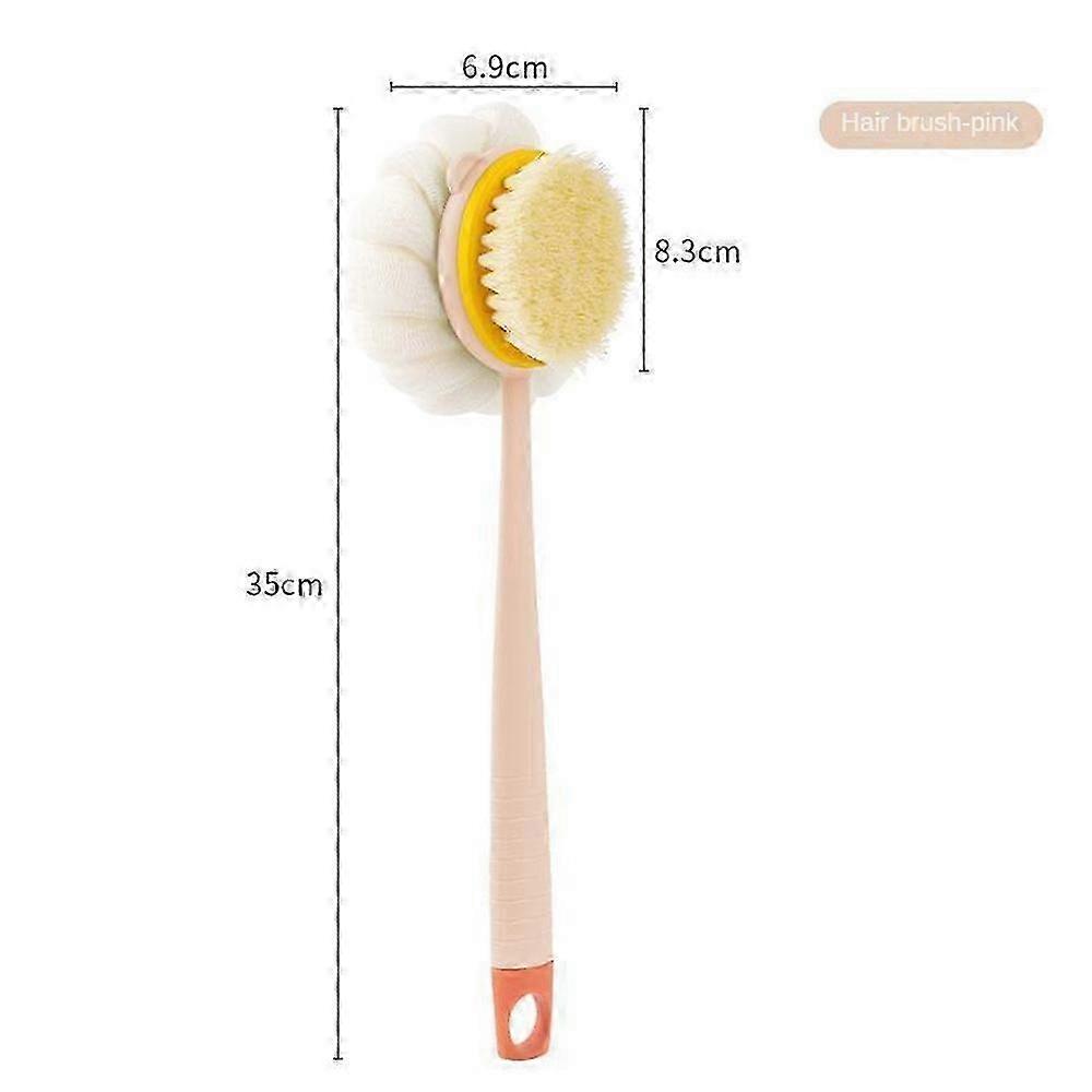 Long handle soft hair double-sided bath brush 2-in-1 back scrub multi-functional bath brush