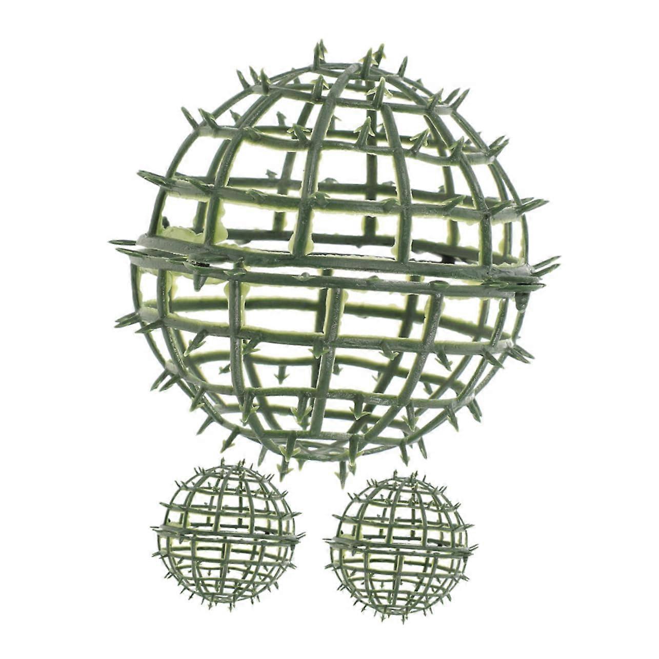 Artificial Topiary Ball Set of 3 - Green Plastic Floral Arrangements, 10x10x10 CM Decorative Sphere for Home Decor