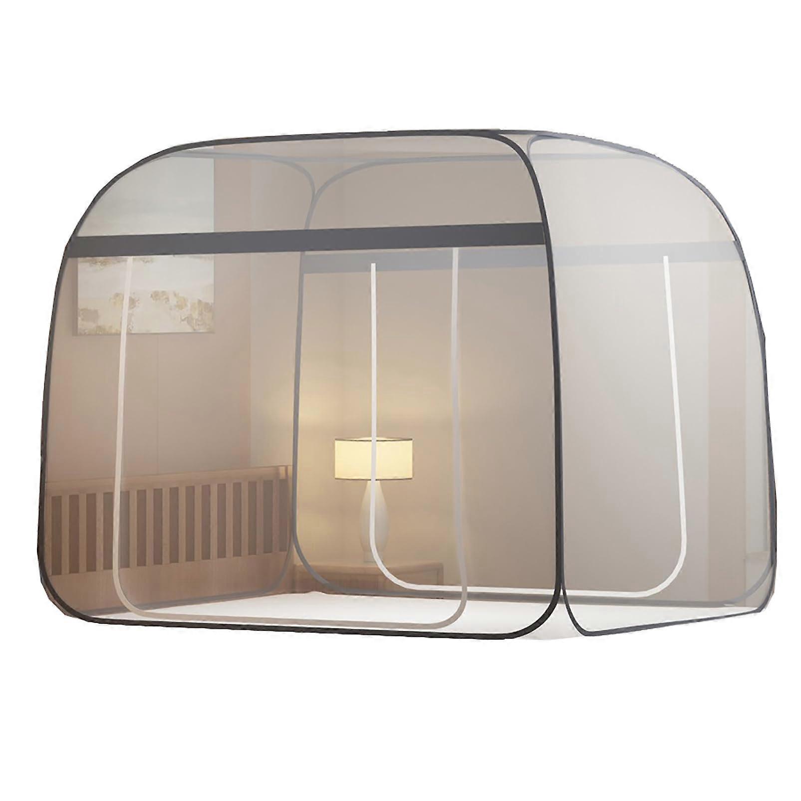 Pop-Up Mosquito Net Canopy Tent for Beds 180x200cm, Self-Standing Portable Camping Bug Net with Closed Mesh Floor Grey