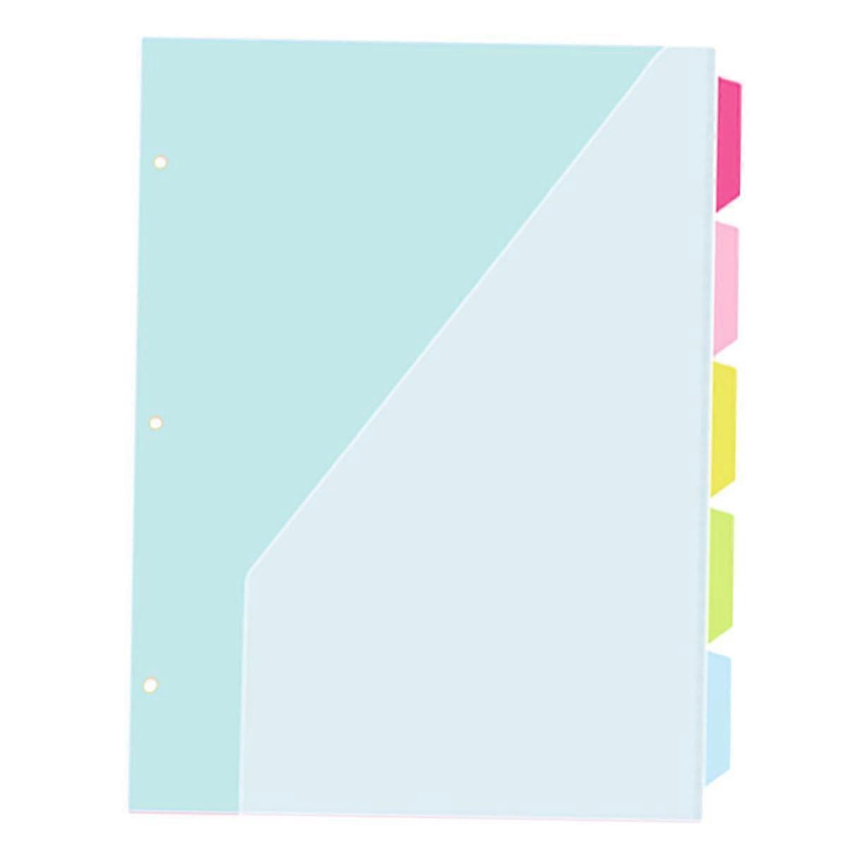 Plastic Folder Dividers With Pocket 5-Pack Pastel Polypropylene