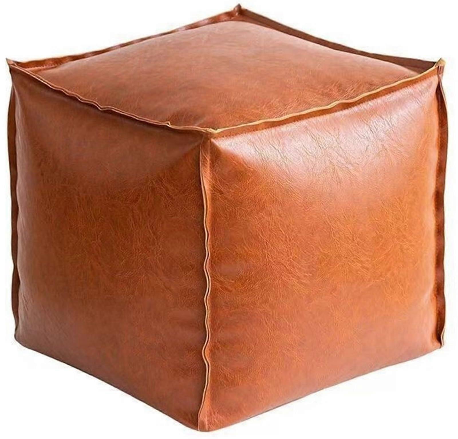Fillable Cushion Bag, 16 Inches, Unpadded Pouf, Ottoman, Floor Footrest, Storage Solution, Brown