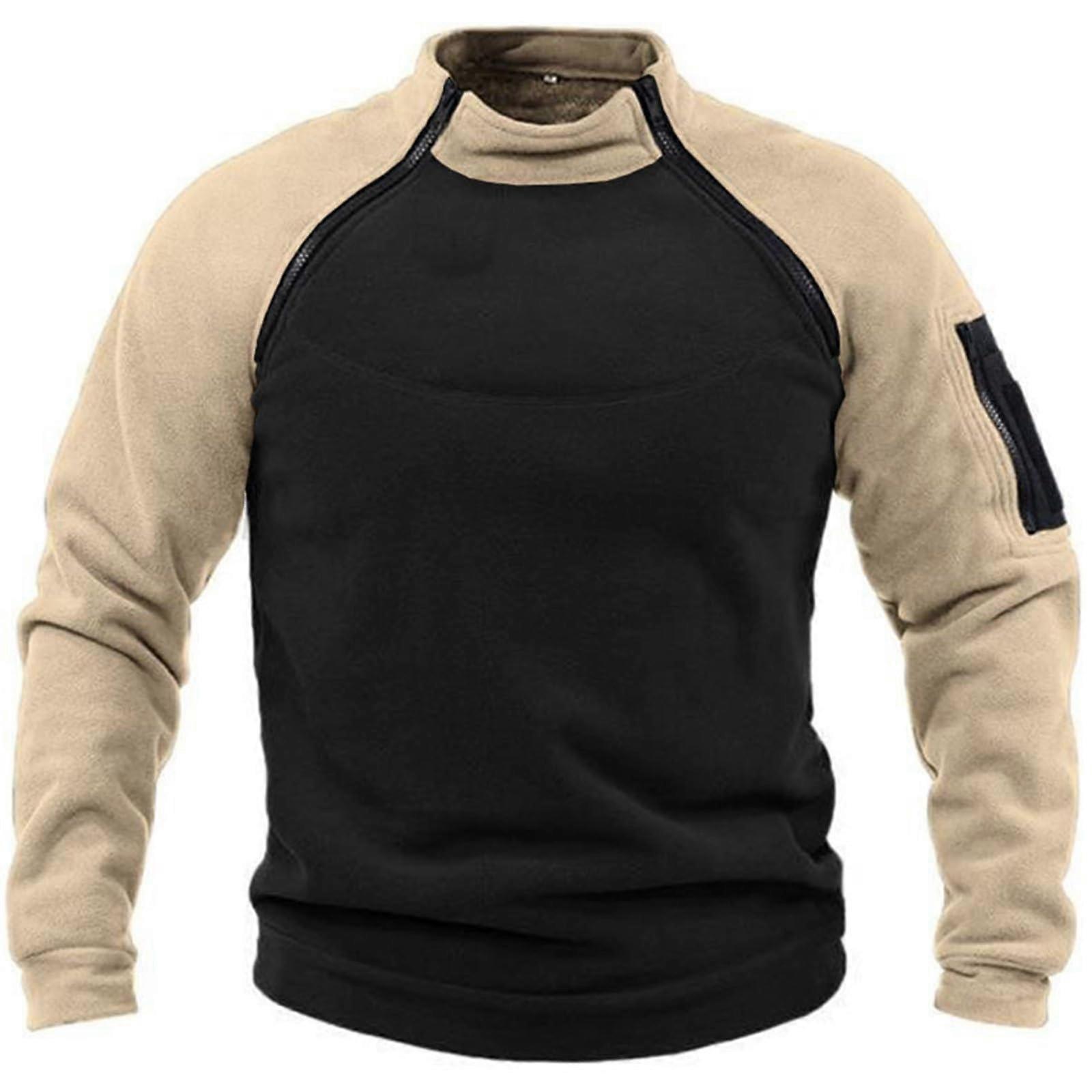 Ανδρικό Tactical Fleece Pullover Jacket Army Combat Sweatshirt Αντιανεμικό 3XL Khaki