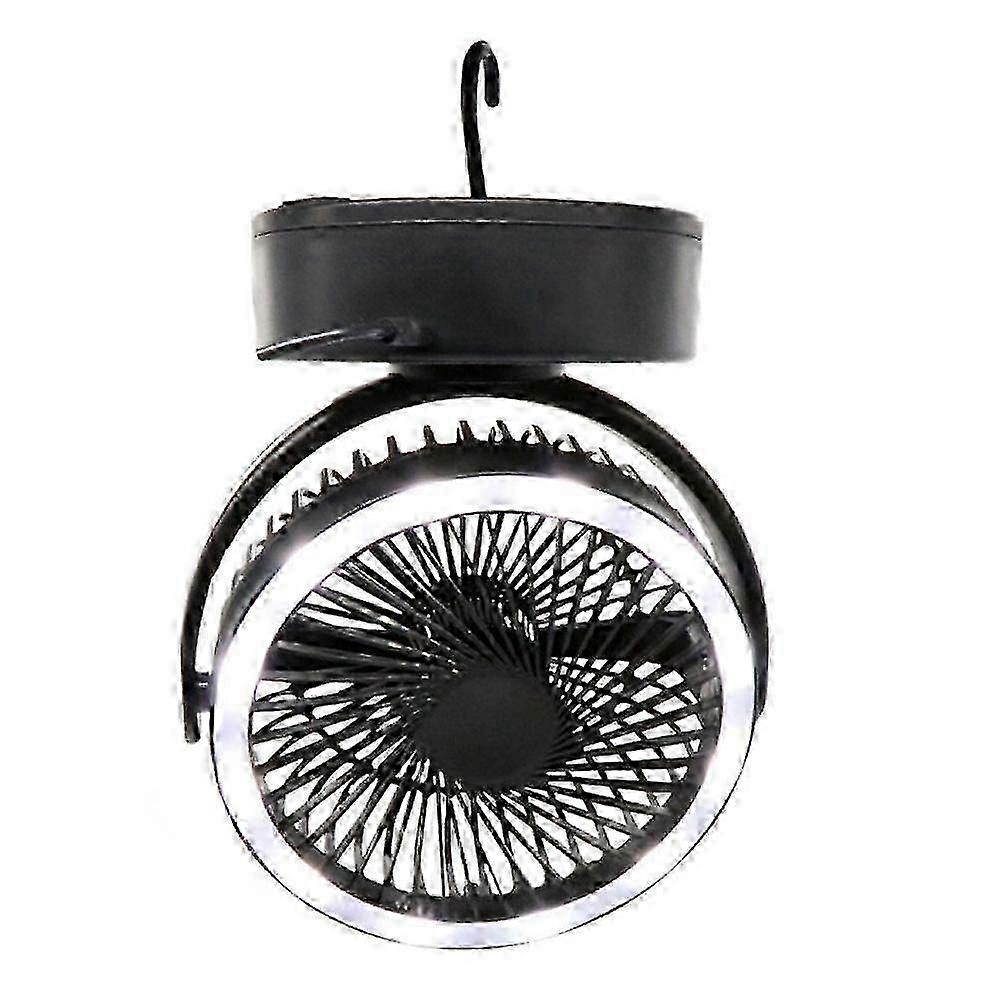 5000mAh Portable Camping Fan, 3 in 1 Mini USB Fan with LED Light & Hook, 360 Rotation, 3-Speed Tent Fan