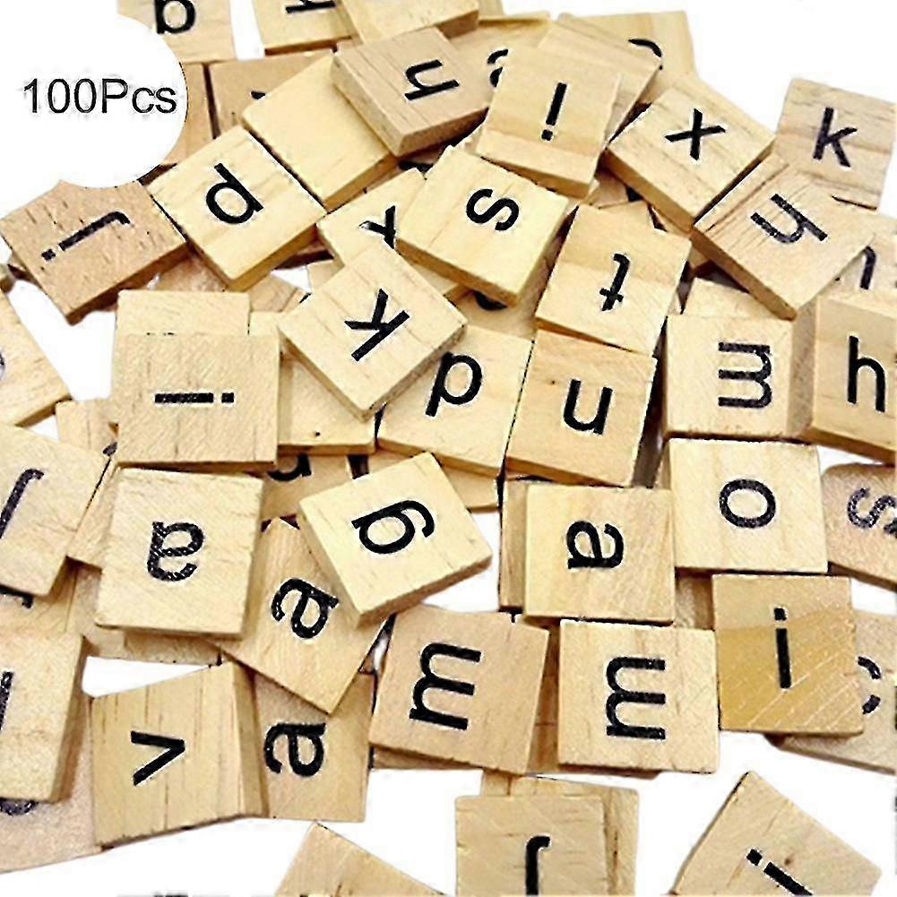 100pcs Wooden Alphabet Tiles Letter Number Blocks DIY Crafts Educational Toy