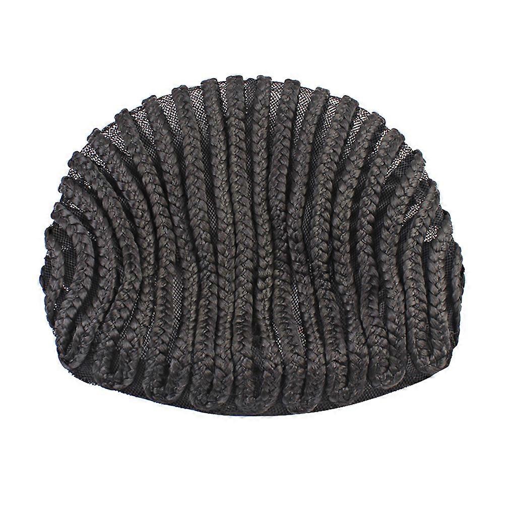 Black Cornrow Cap Easier Sew Black Cornrow Braids Crochet Wig Cap Stretchable for Wig Making 2Pcs