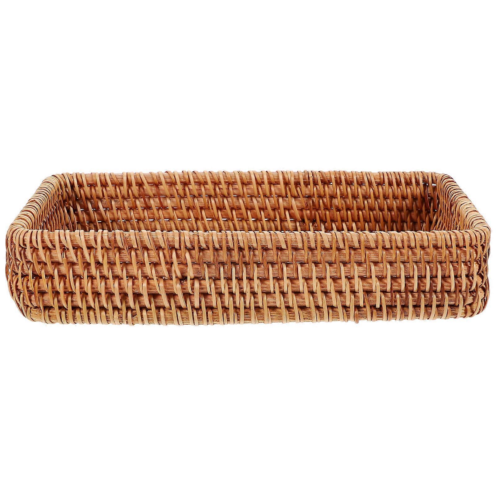 Carrying Fruit Baskets Rattan Basket Woven Flower Storage Container Light .20X11.30X4.20CM Banquet 1Pcs