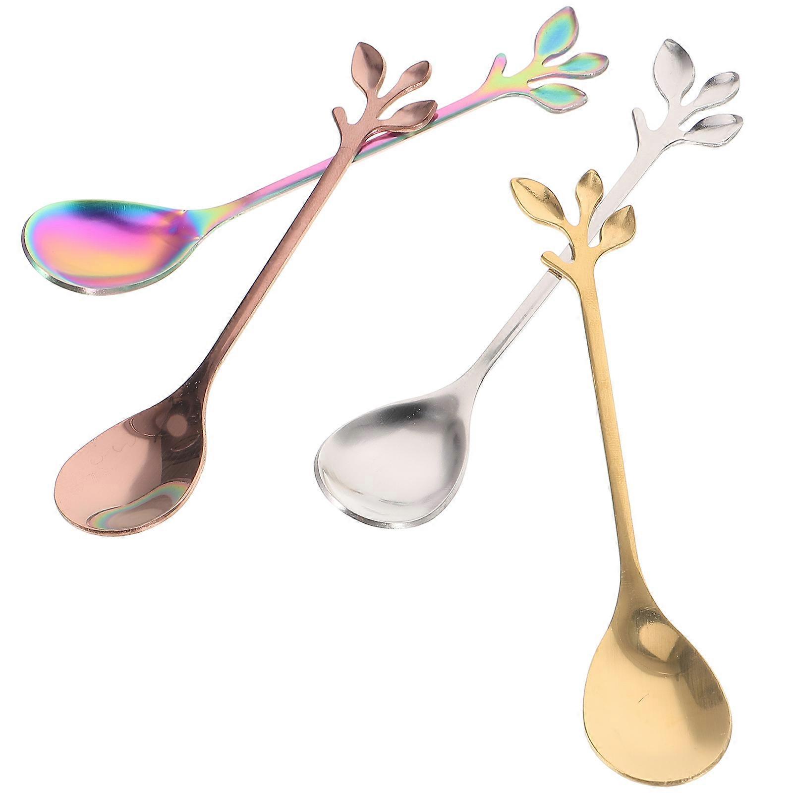 Creative Tableware Spoons Tree Branch Design Gold For 4Pcs