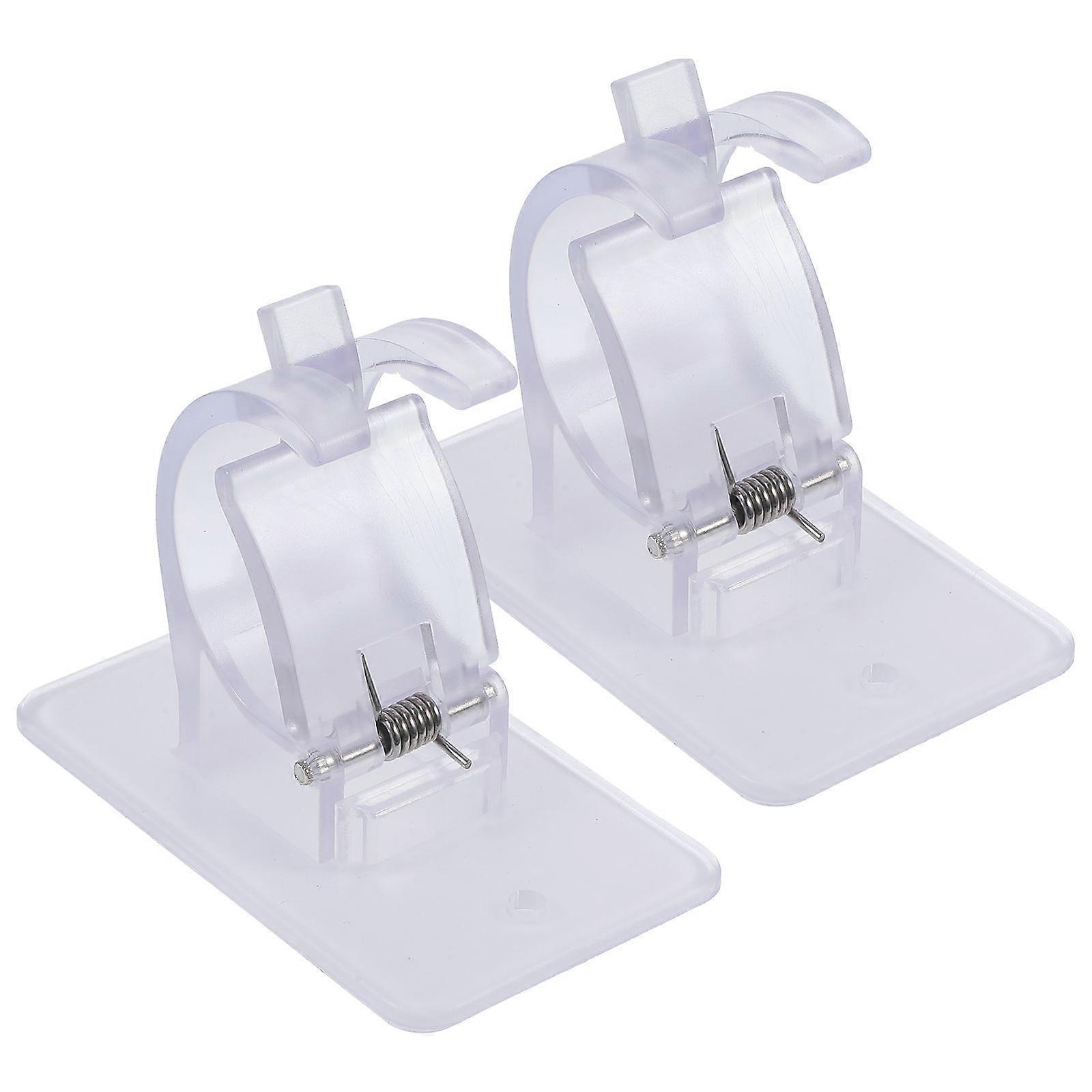 Stick On Curtain Pole Holder No Punch Curtain Rod Bracket Holds Curtains Securely For Home Use Rental 2Pcs