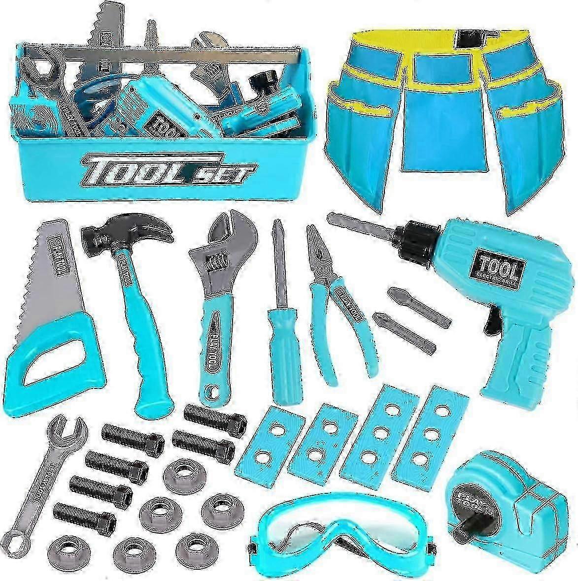 مجموعة أدوات الأطفال - 30 قطعة التظاهر اللعب أداة اللعب مع حزام أداة الأطفال ، حفر لعبة كهربائية ، مجموعة أدوات البناء مربع للأطفال الصغار الأولاد