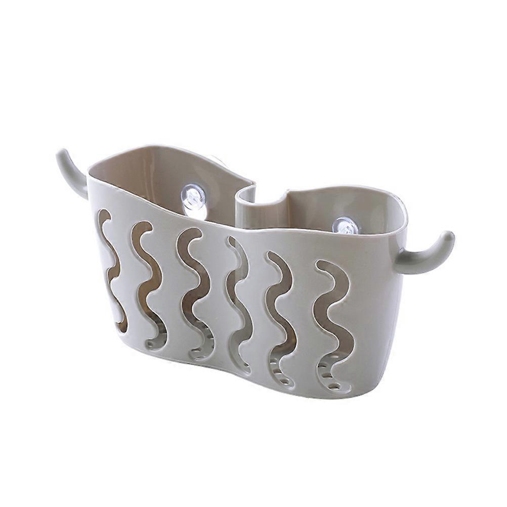 Suction Cup Storage Basket Drain Sponge Rack Grey 15.2 x 4 x 8.2 cm PP Material for Sponge 1Pack