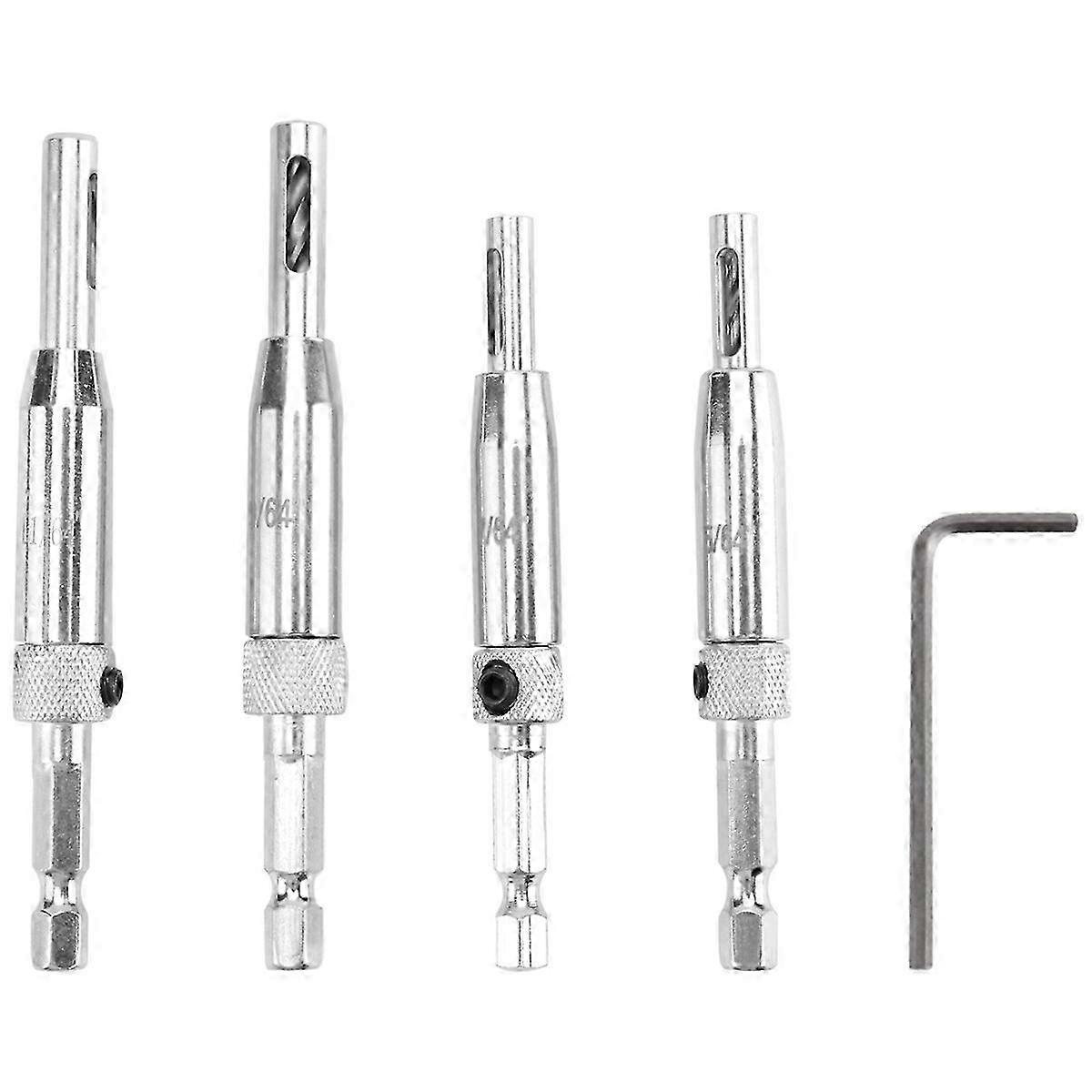 Center Drill Bit Set 5 PCS Self Centering Hinge Tapper Core Drill Bit Set for Woodworking, Door Wind Edition 0708