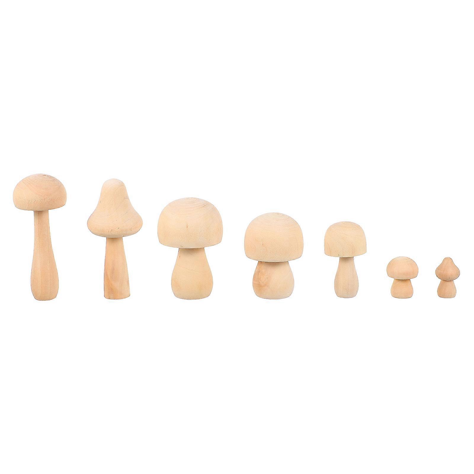 Adorable Beige Mushrooms Set of 7 for DIY Decoration and Creative Tabletop Accessories Small Size