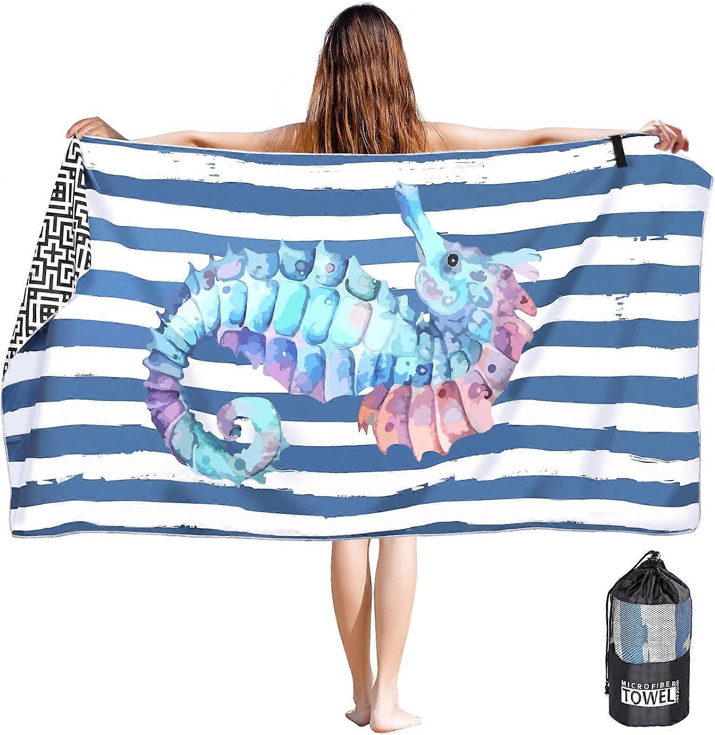 2 Pack Microfiber Beach Towels, Anti-Sand Beach Towels