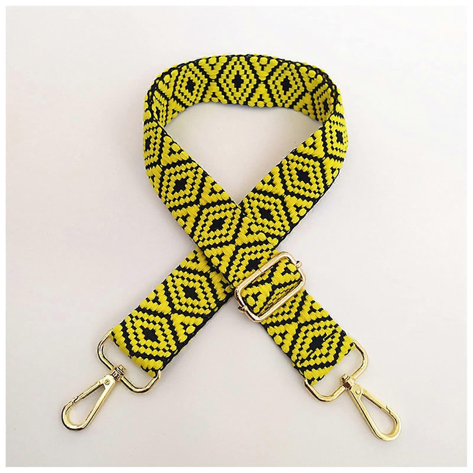 Kameragurt 3.8 Cm Wide Handbag Strap, 130 Cm Adjustable, Yellow With Gold Hardware, Quick-Release