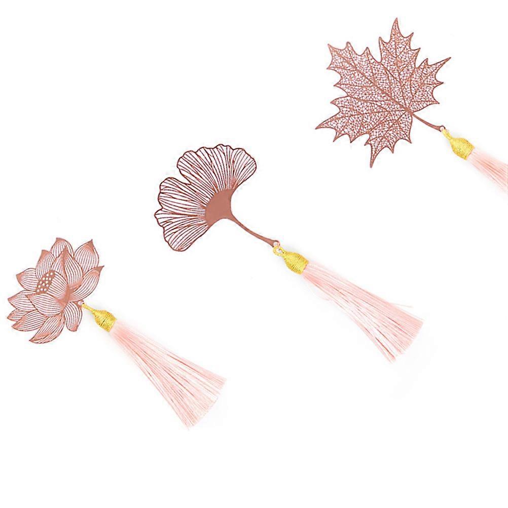 Rose Gold Metal Bookmarks with Creative Leaf Design and Tassel for Book Use Great for Readers Students Gifts 2 Pieces