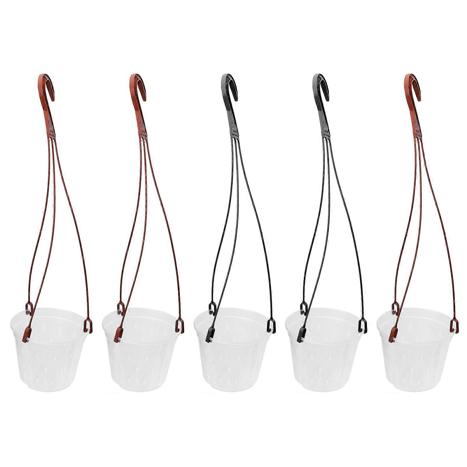 Suspended Flowerpots 5 Sets PP Round Shape Decoration Home Decor Transparent 50x9.5cm
