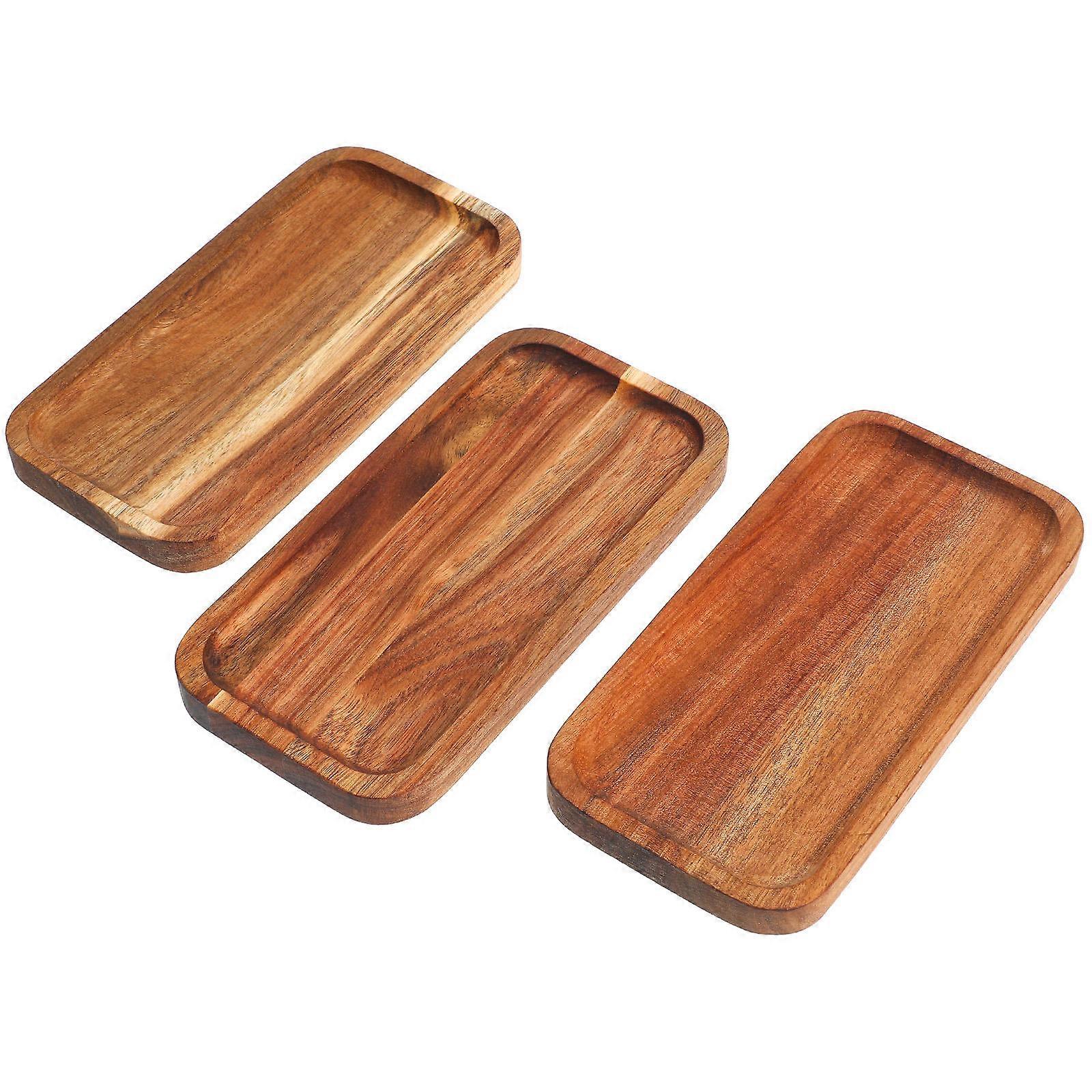 Assorted Color Wooden Serving Tray for Food Serving 3Pcs Set