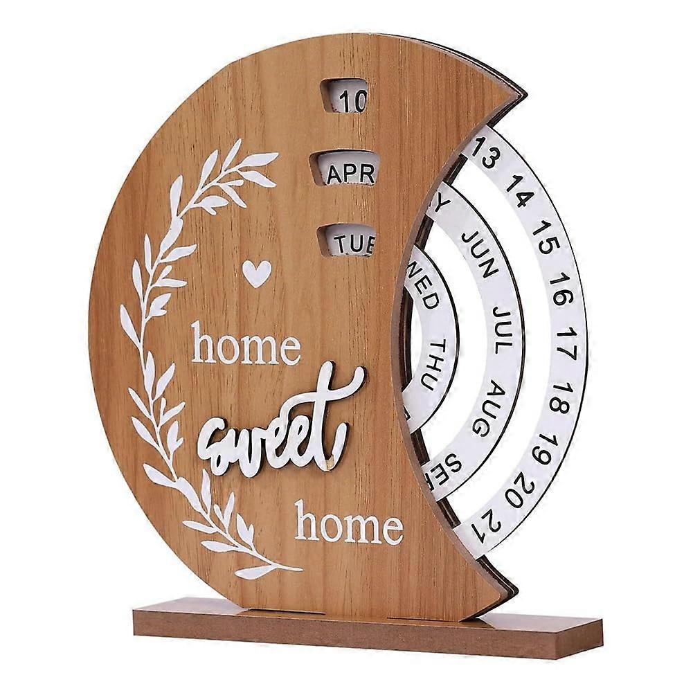 木製カレンダーホームベランダデコレーションオフィスデスクデコレーションマニュアル回転式デスクカレンダースイートハウス簡単インストール使いやすい