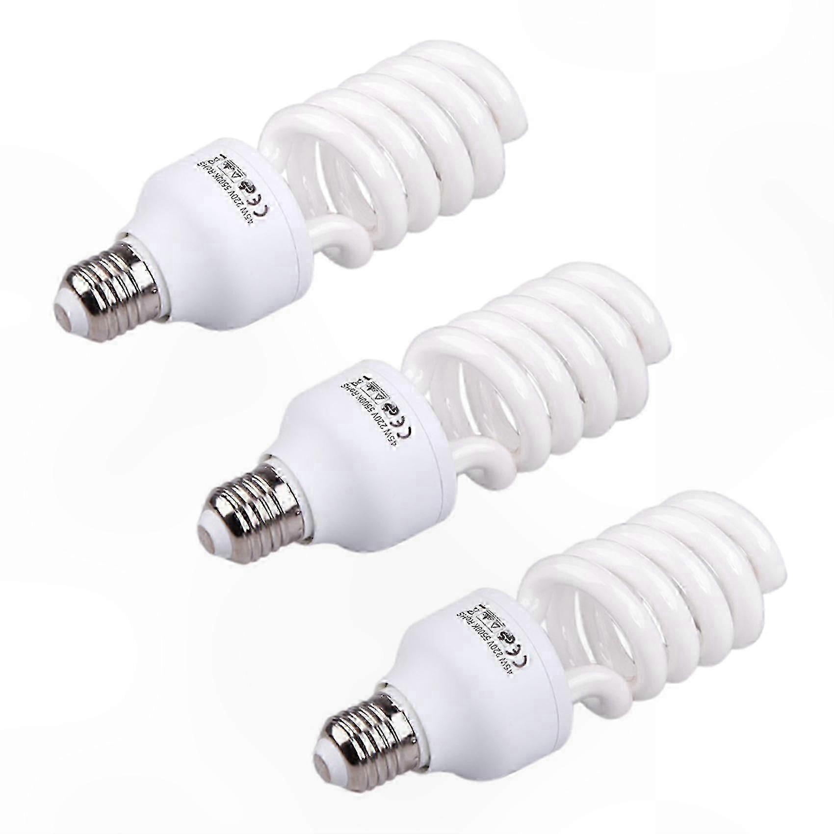 E27 45W 5500K Daylight White Light Bulb for Photography and Video Applications, 3-Pack