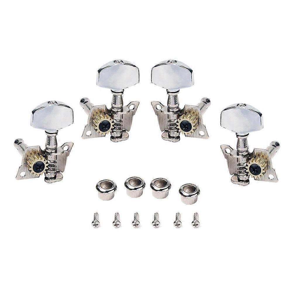 Ukulele Tuners Set of 4 Silver Heads with Plastic Buttons for Easy Guitar Use 2L 2R