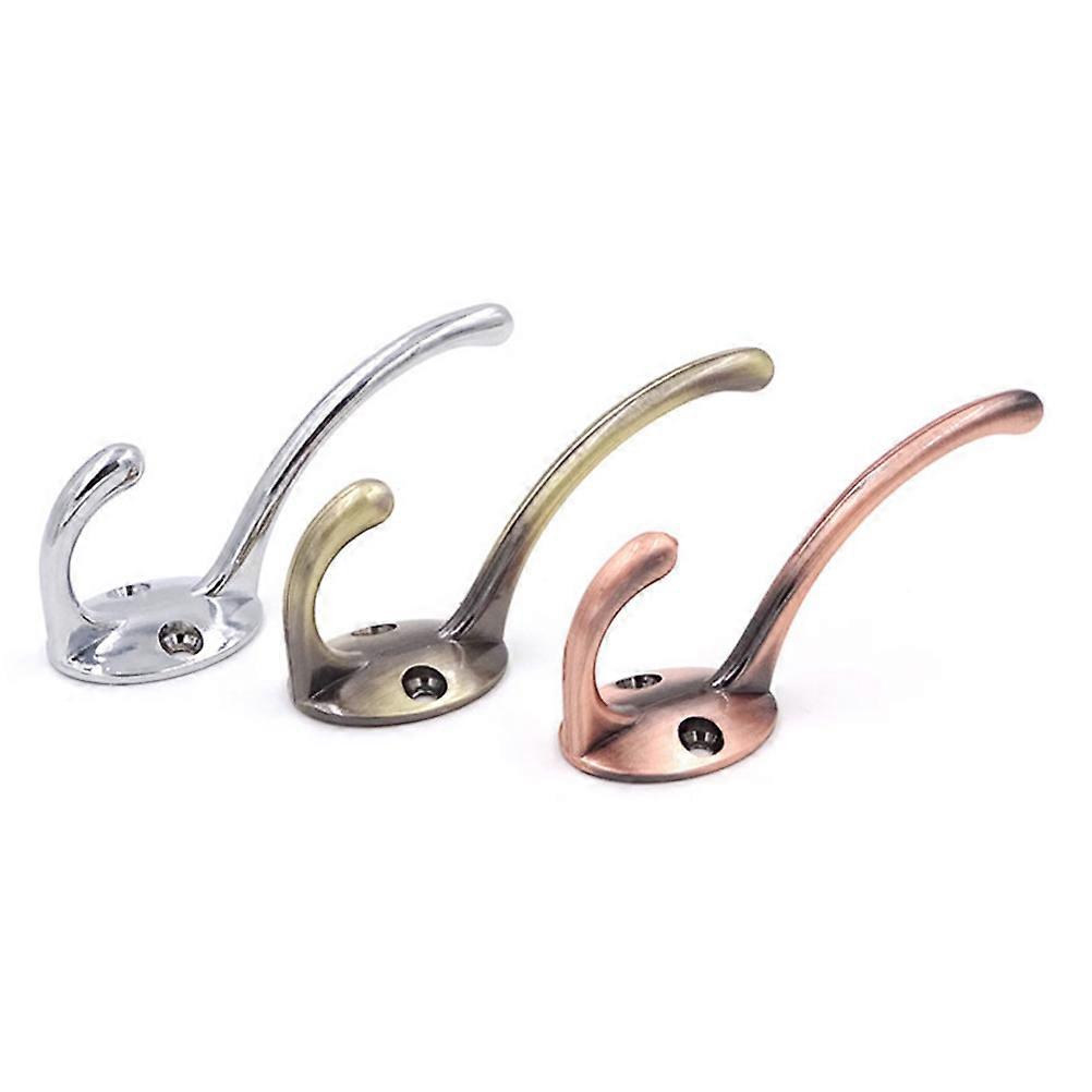 Dual Coat Hook for Hanging Coat Made from Zinc Alloy Silver Color Space Saving Design with Large Weight Capacity