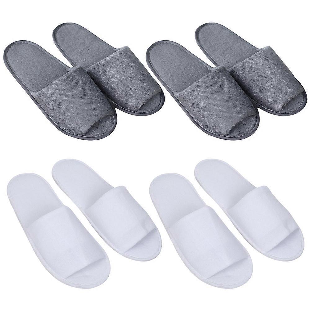 4 Disposable Slippers Sets with Travel Bags for Spa, Hotel, Party, and Travel Use (Open Toe)