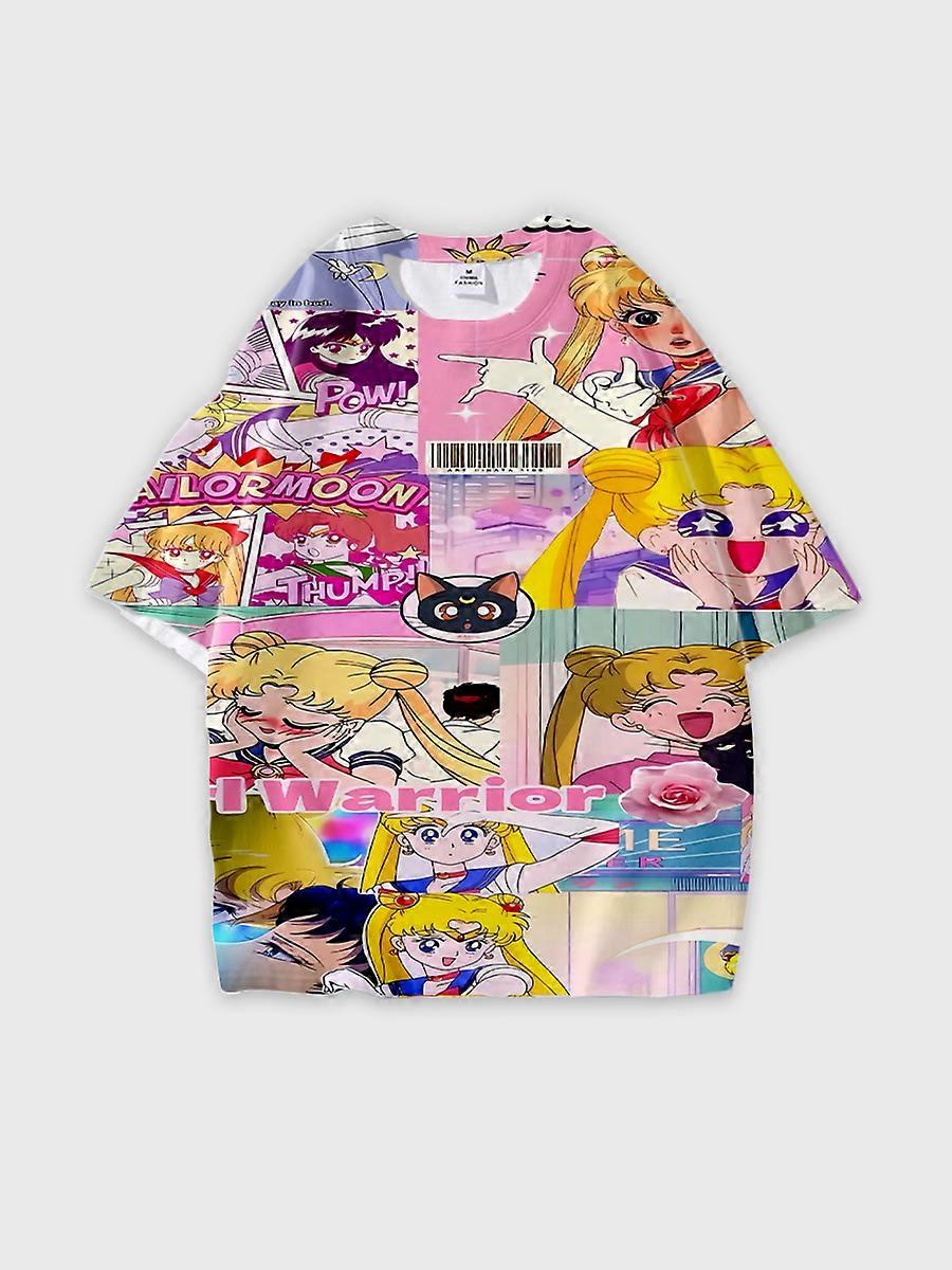 T-shirt round neck Role Pattern loose short sleeve D2295