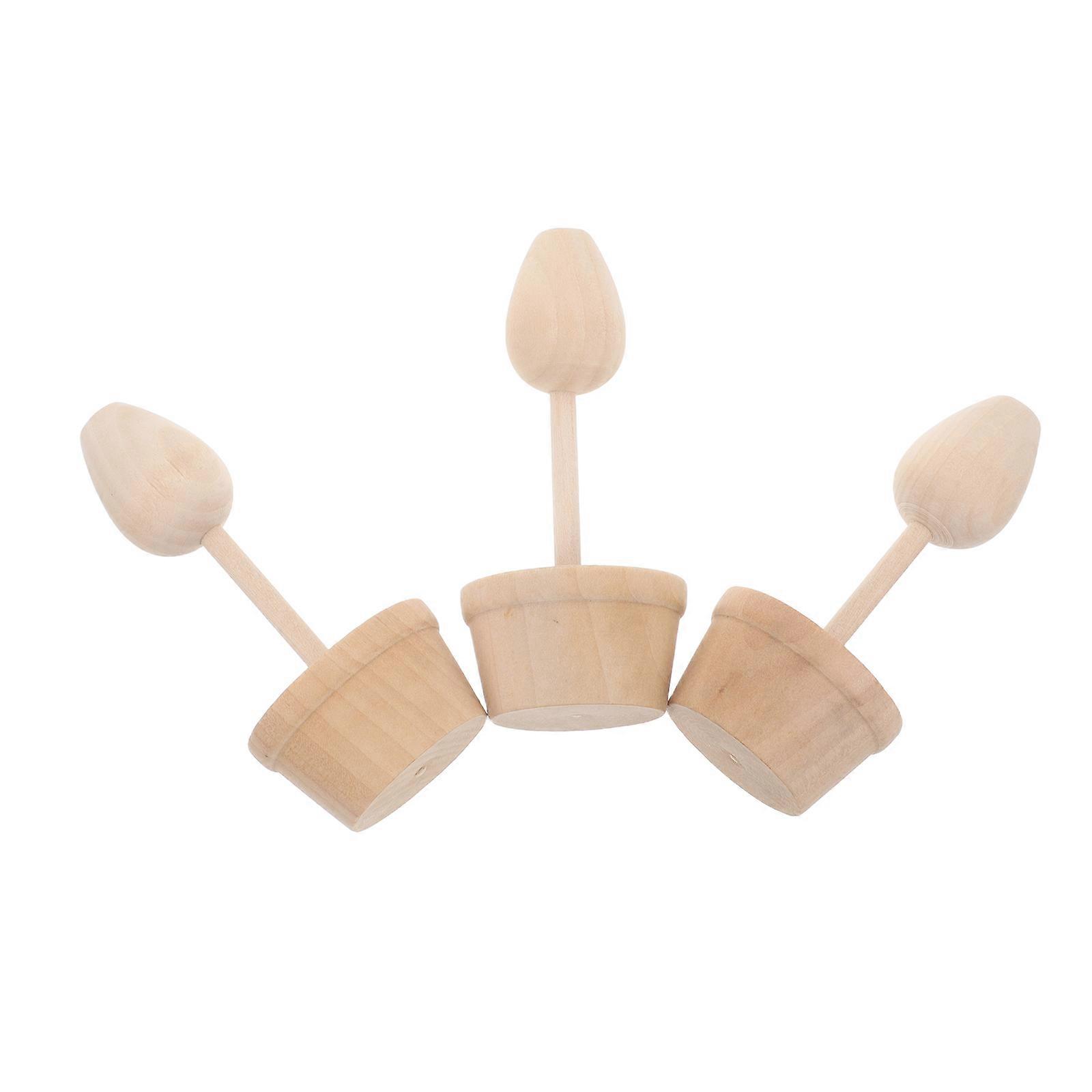 Cute Wooden mushroom Ornaments for DIY Decoration and Khaki Color 1 Set