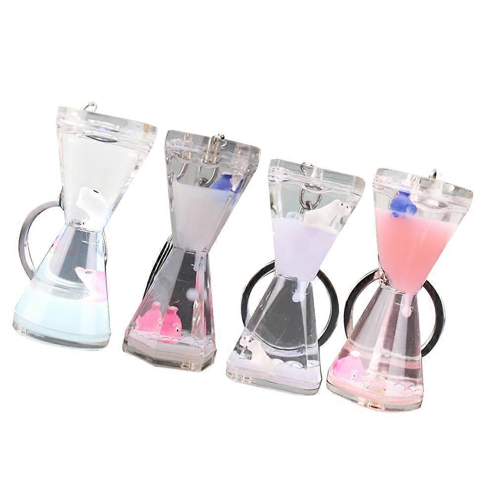 4 יחידות מחזיק מפתחות מיני בעלי חיים מחזיקי מפתחות שעון חול מחזיקי מפתחות יצירתיים קישוטי מלאכה לתיקים תיקי גב ארנקים עיצוב ייחודי איכות עמידה