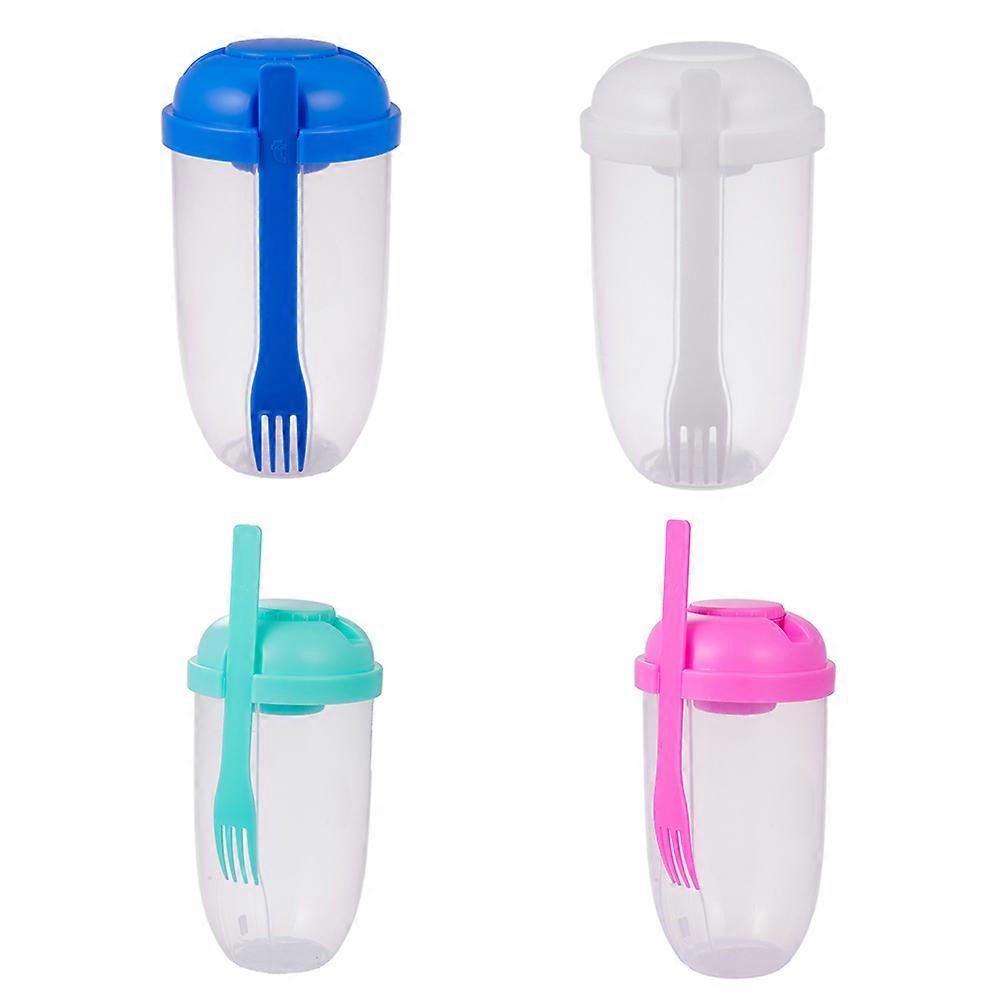 Fresh Salad Container Serving Cup with Dressing Container Fork Portable Plastic Food Storage Bottle for Picnic Lunch