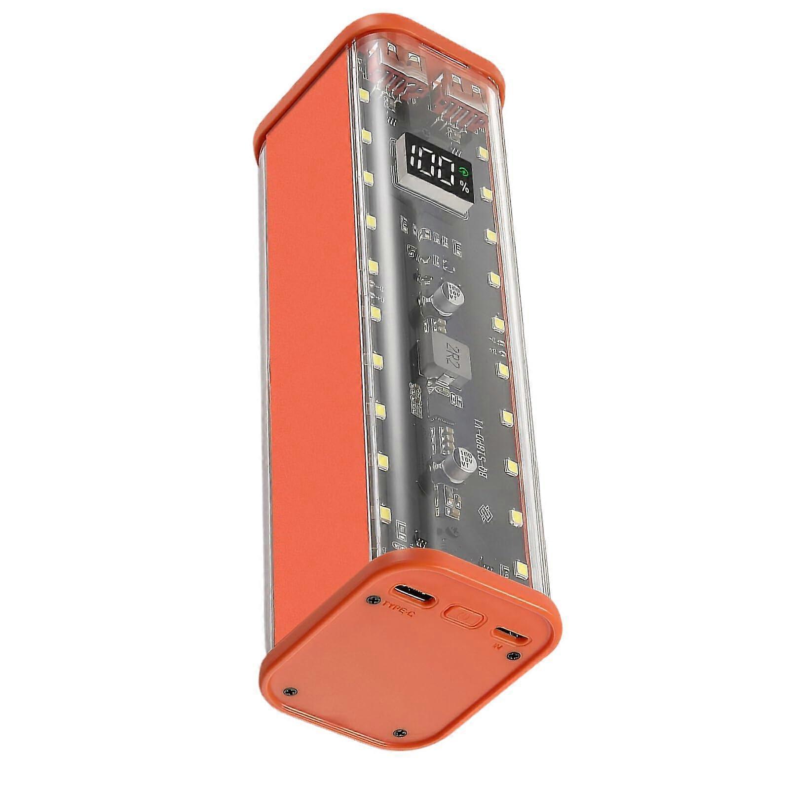 High Capacity Battery Storage Case with Digital Display, Integrated Output, and Efficient Synchronous Discharge, Orange Frame