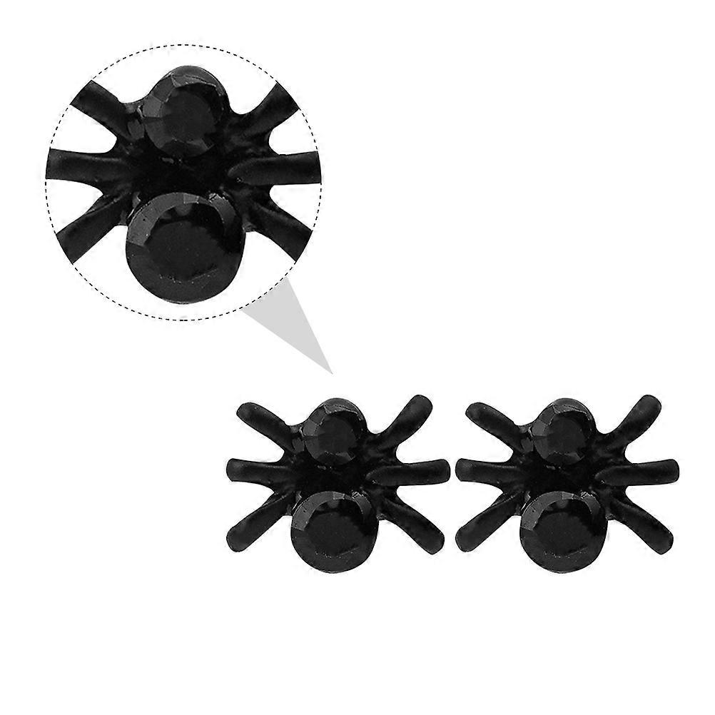Spider Shape Earrings For Halloween Costume And Festive Atmosphere In Black Color With Realistic Design 2 Pairs