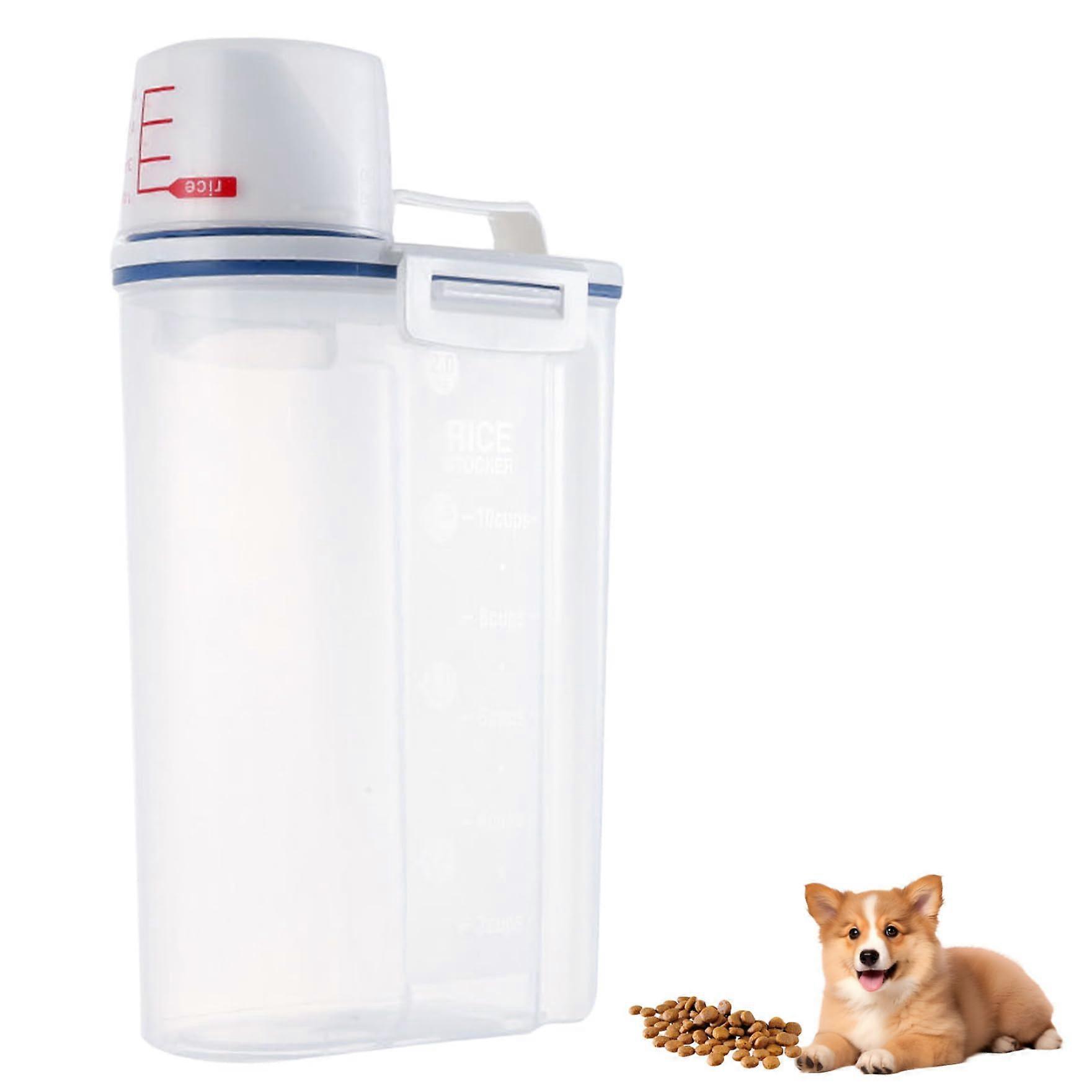 Pet Food Storage Container 2.5 L Capacity, Airtight Canister With Cup Measure, Moisture-Proof Storage For Grains