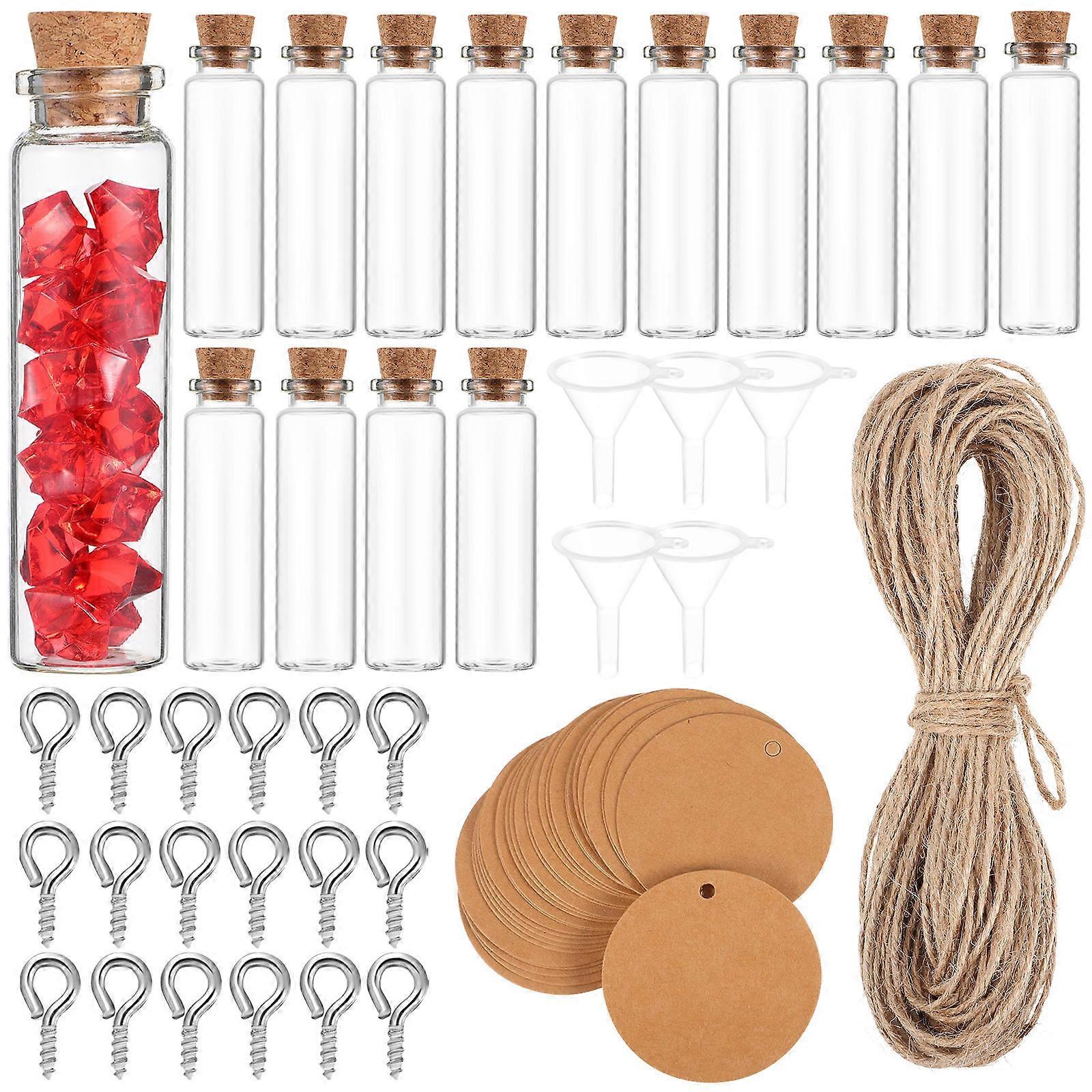 Small Glass Bottles Glass Set for Decor 1Set with and Tags