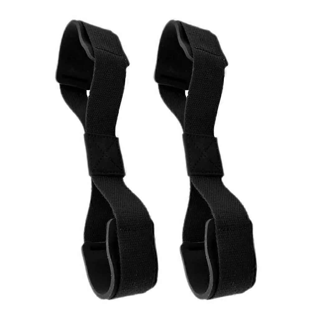Black Gym Grip Straps for Fitness Use Durable Nylon Fabric Weight Lifting Wrist Straps Small Size