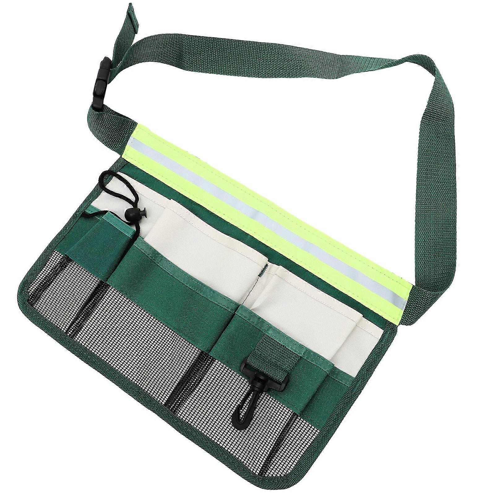 Carpenter Belt Utility Belt Adjustable Reflective Tool Storage For Gardening Construction Work 23x33.5cm Green 1Set