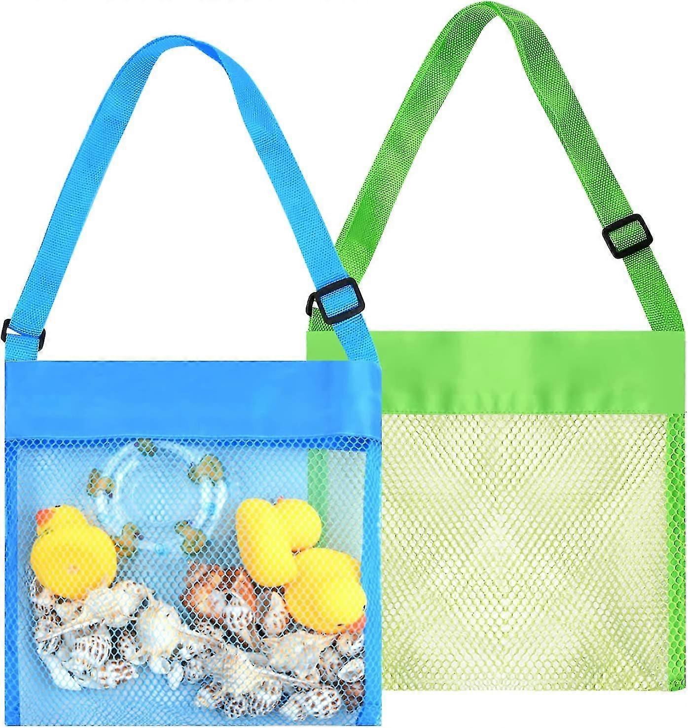 PCS Kids Sand Toy Mesh Bag, Seashell Collector Bag, Colorful Mesh Beach Bags, Beach Toy Bag, Storage with Adjustable Straps - Designed for Kids