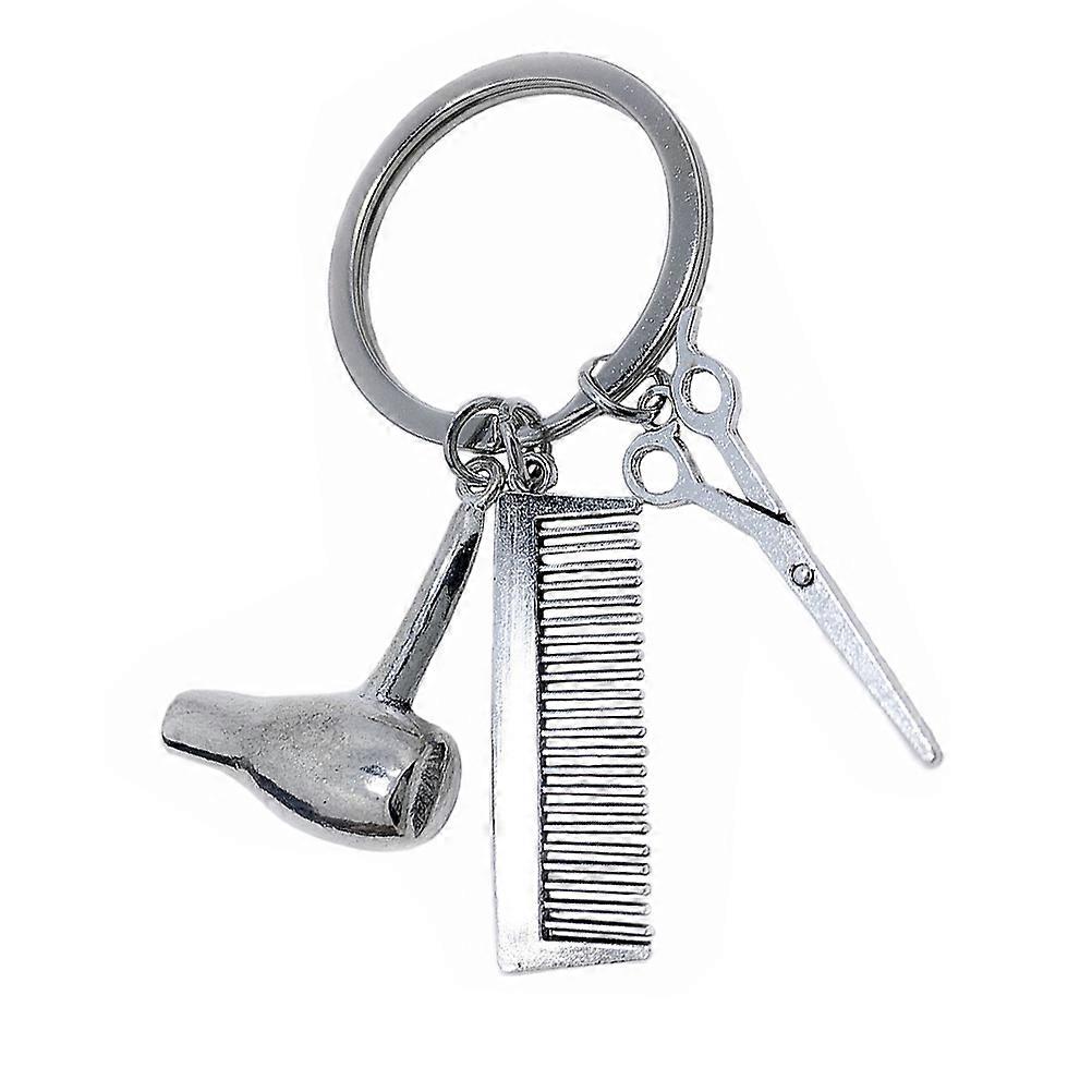 Hairdresser Key Chain Alloy Key Ring with Comb Charm
