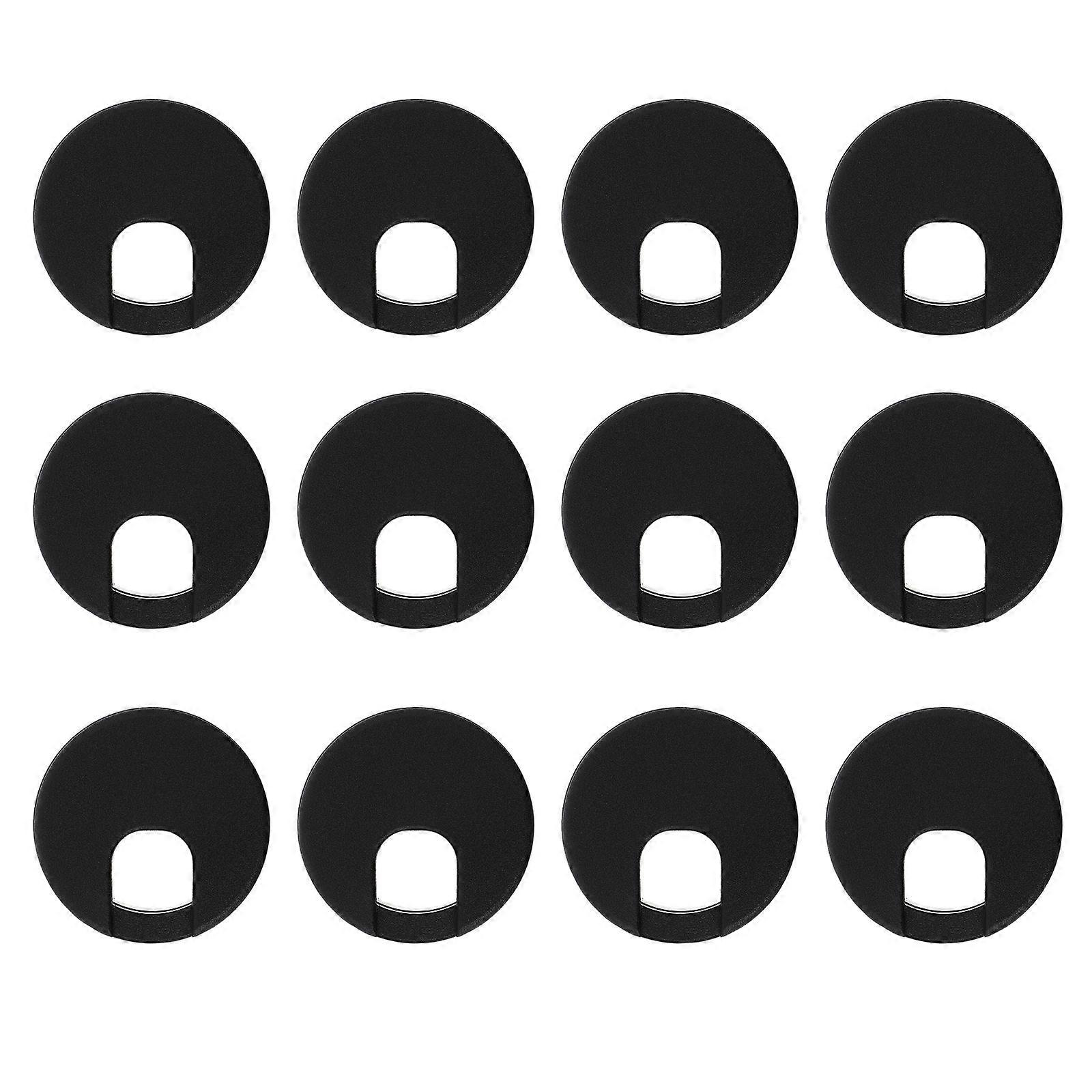 Round Cable Management Boxes Suitable For Workstation Setup Black Plastic Material 12Set For Table Tidiness