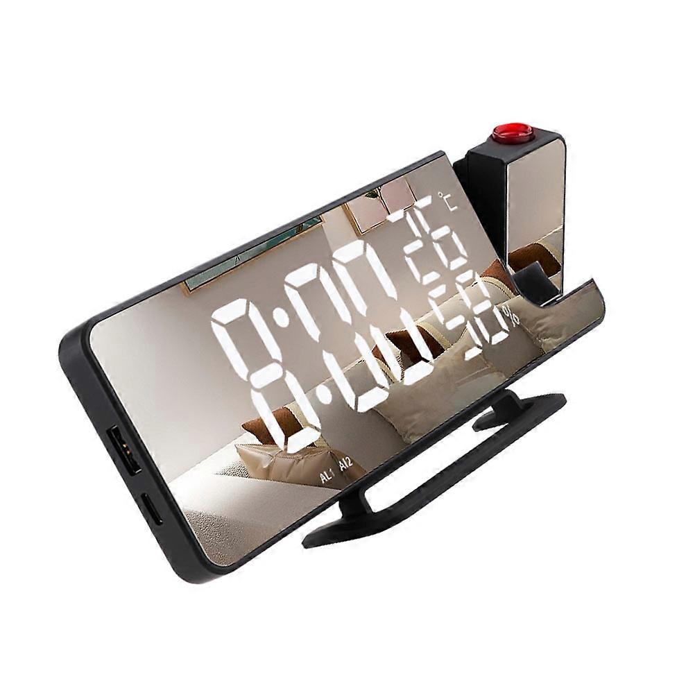 Bedside Projection Electronic Alarm Clock With LED Light Design For Students And Children In Black Color 1 Set