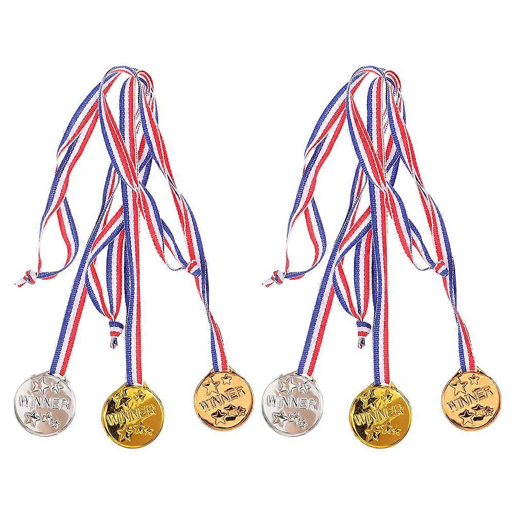 Children's Soccer Medals 6Pcs Round Decorative Recognition Assorted Color For Game Prizes