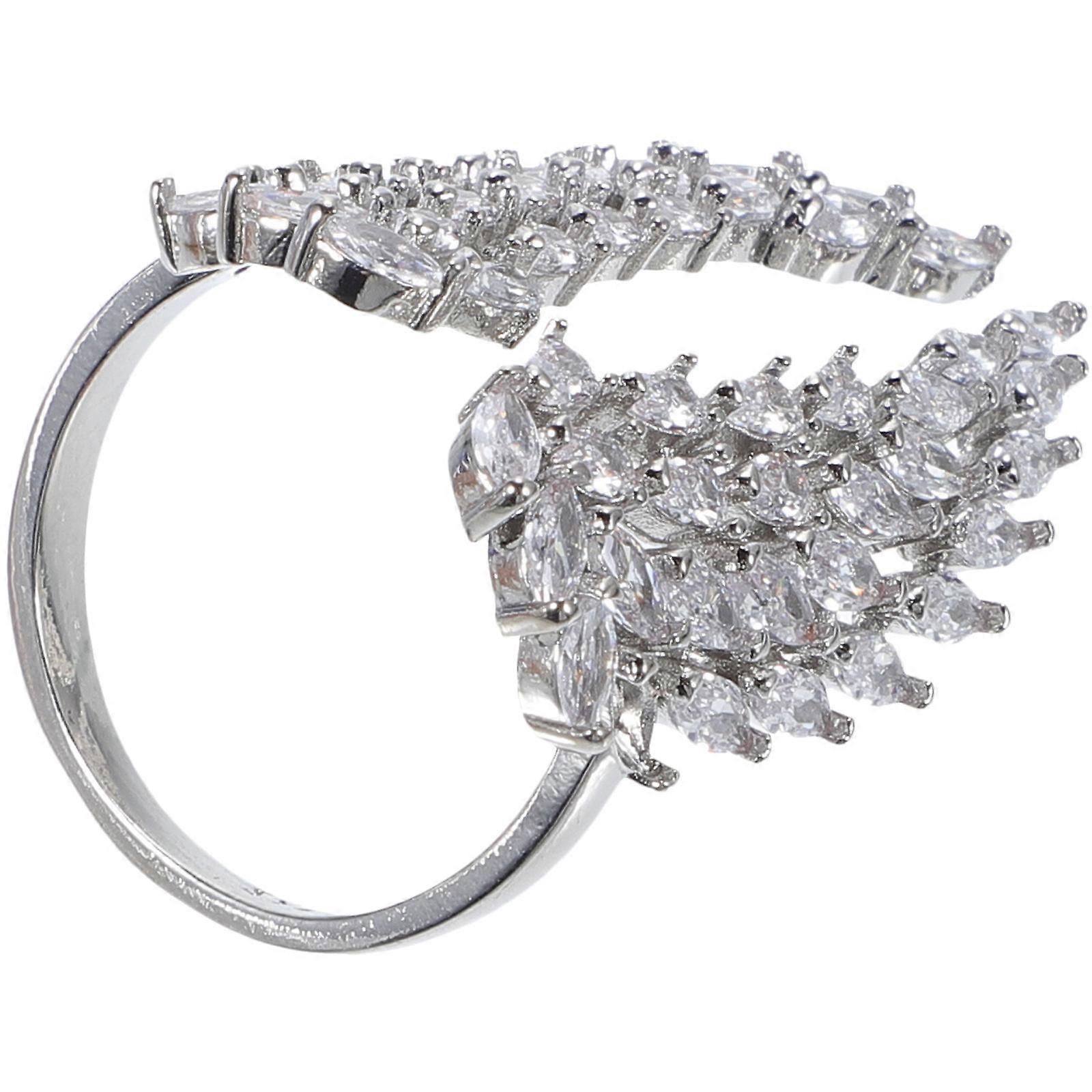Here's a polished product description for your **Women's Rhinestone Open Ring with Angel Wing Design**:
✨ **Elegant Rhinestone Open Ring with