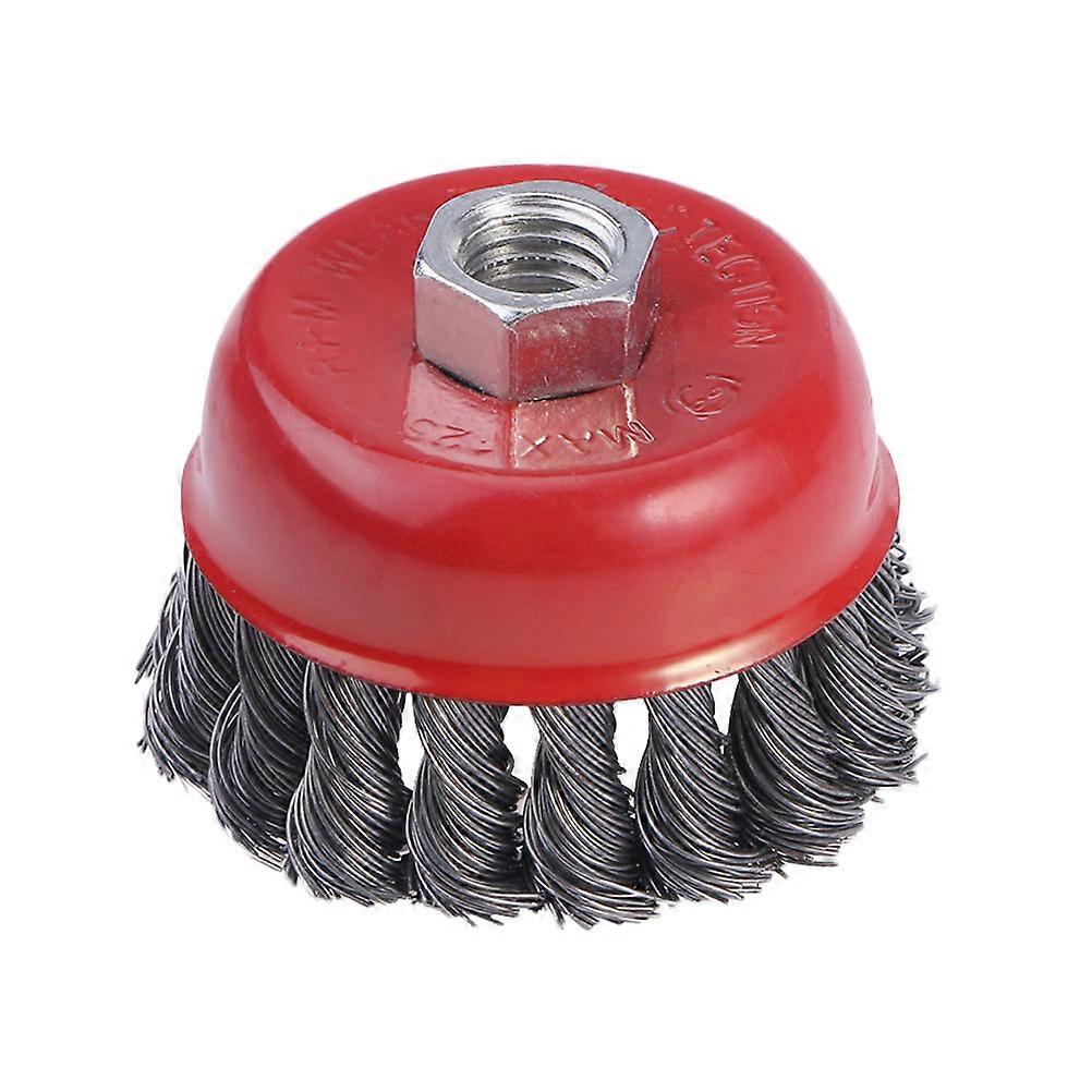 Grinders Banded Knotted Wire Cup Brush With Red Steel For Oil Paint Removal Designed For Workshop Use 2.76 Inch 1Pcs