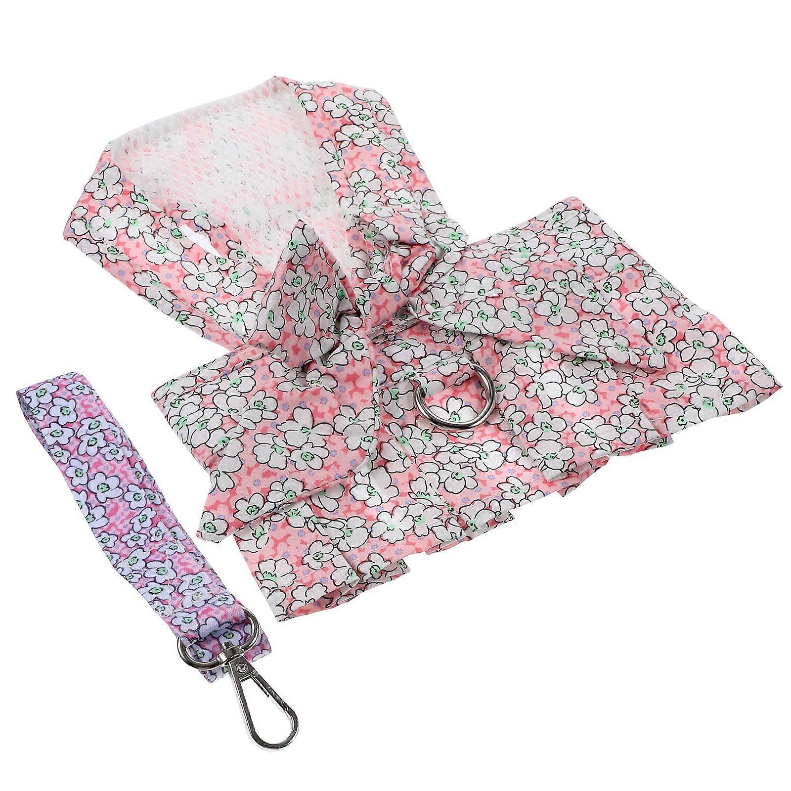 Long Leash Small Dog Dress Harness Set For Walking Pets With Breathable Fabric 1 Set