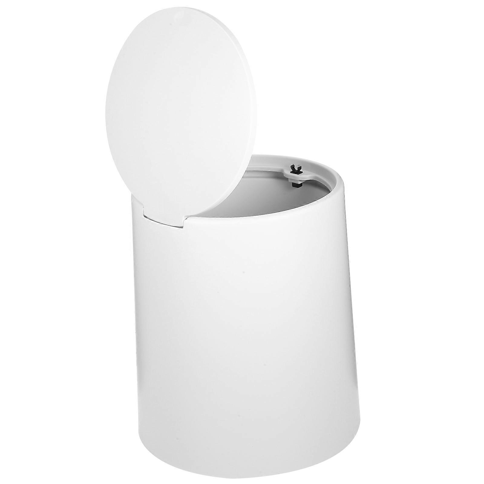 White Trash Can with Press Lid for Kids Modern Garbage Container ABS Material 7 Gallon